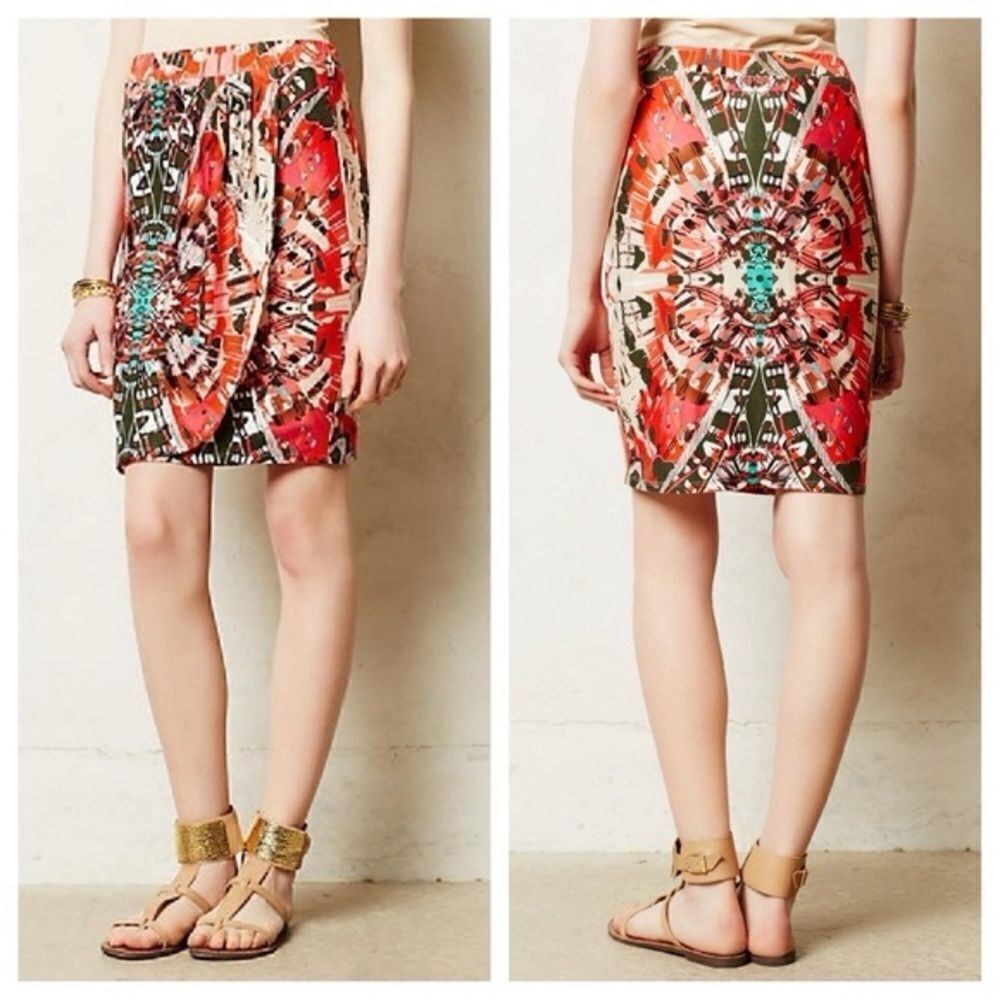 Maeve Anthropologie colorful kaleidoscope skirt Size Medium